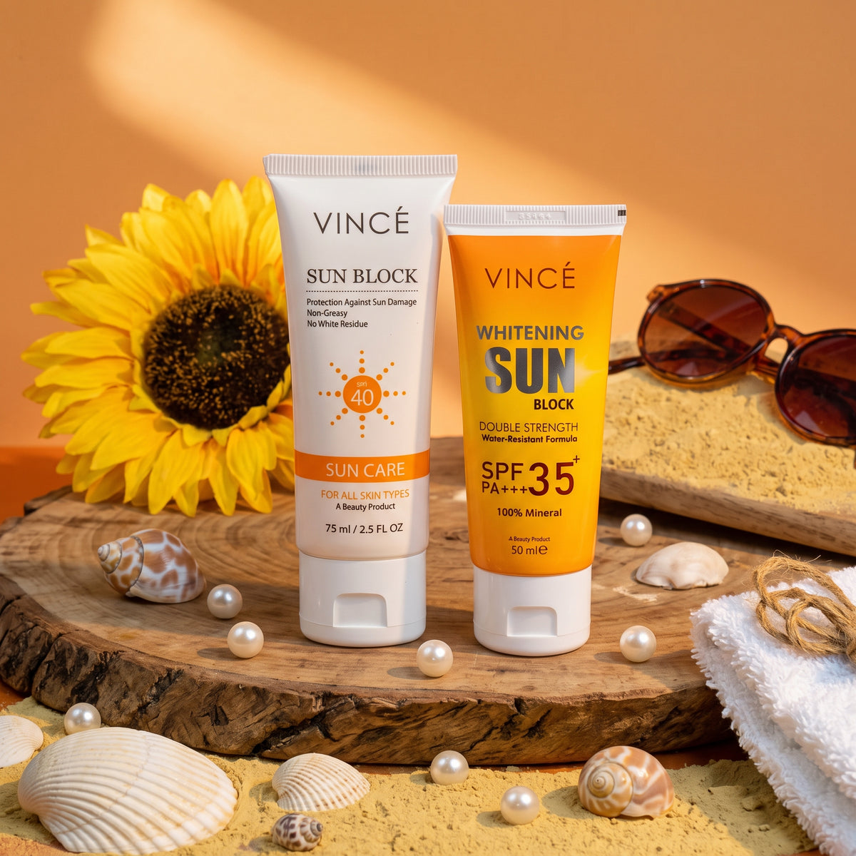 Vincé Ultimate Sun Protection Duo – SPF 40 Sun Block (75ml) + SPF 35+ Mineral Sun Block (50ml)
