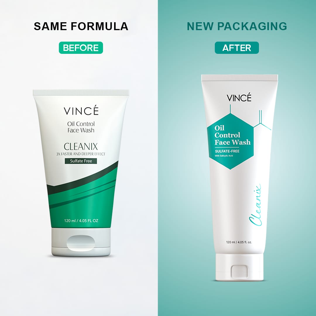Vincé Cleanix Oil Control Face Wash with Salicylic Acid – 3X Faster Deep Cleanser for Oily & Acne-Prone Skin (120ml)