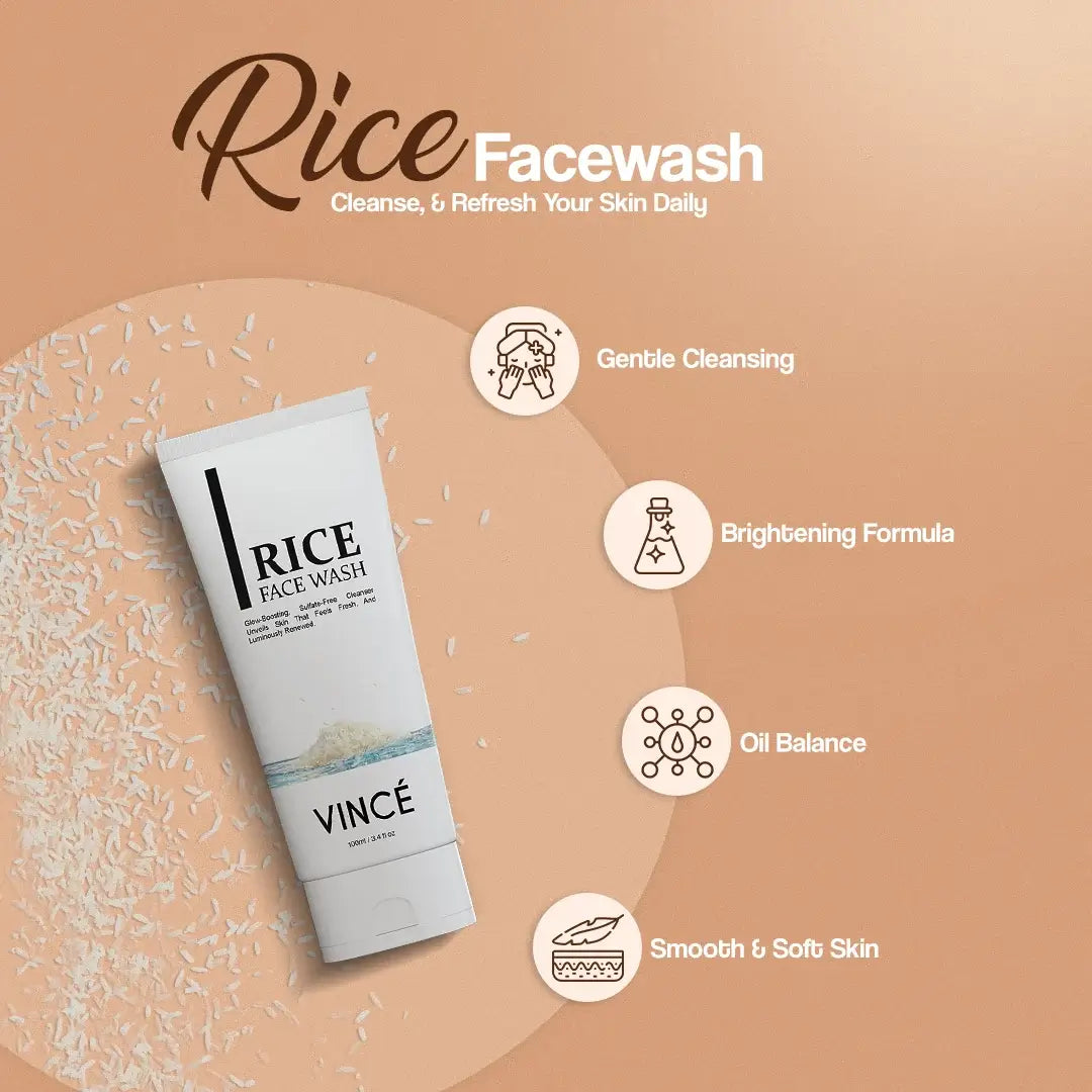 Vincé Rice Face Wash – 100ml (Glow-Boosting Facial Cleanser)