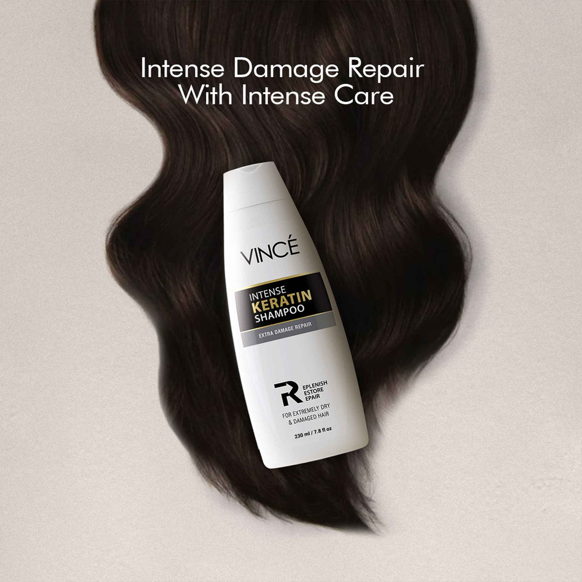 Vincé Intense Keratin Shampoo for Extremely Dry & Damaged Hair – Anti-Frizz & Deep Repair (230ml)