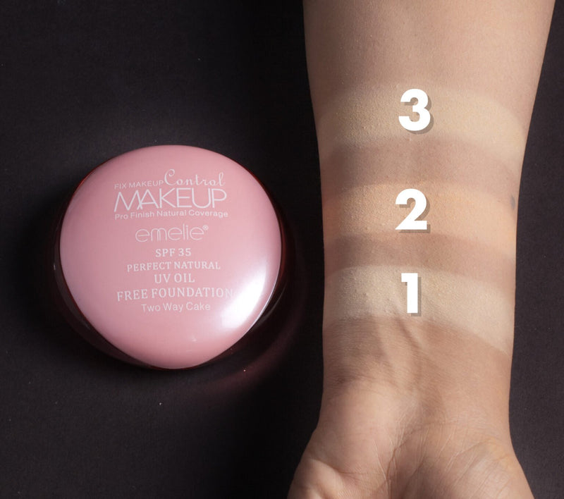 Emelie Fix Makeup Control Two Way Cake Foundation SPF 35 – Oil-Free Pro Finish