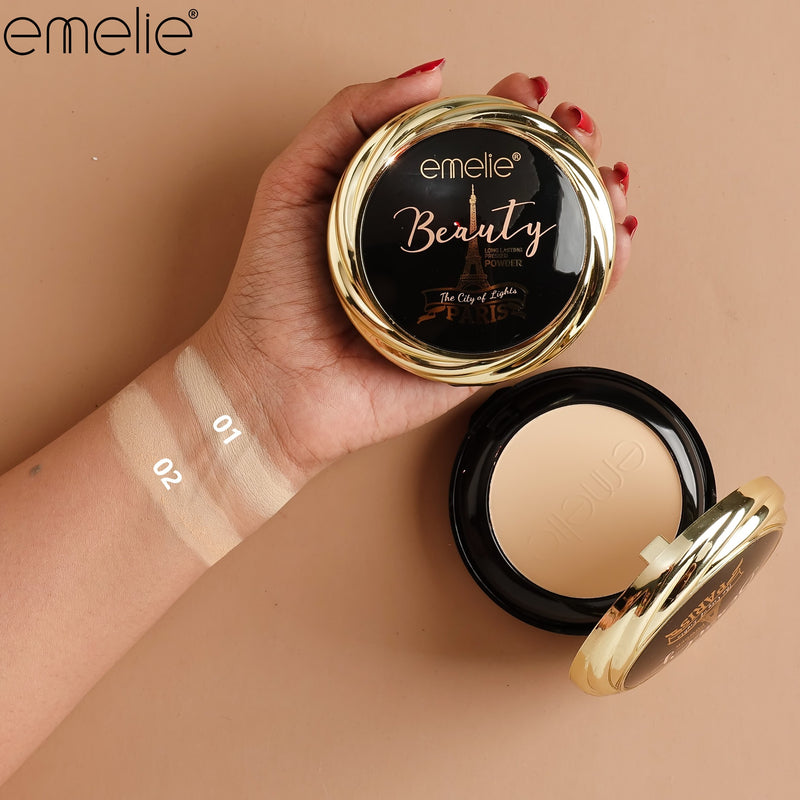 Emelie Beauty Paris Long Lasting Pressed Powder – Double Pan Gold Edition Compact