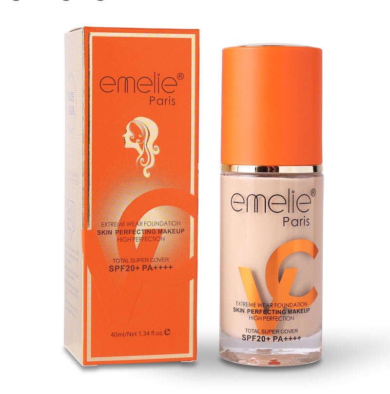 Emelie Paris VC Extreme Wear Liquid Foundation SPF 20+ – Skin Perfecting High Coverage (40ml)