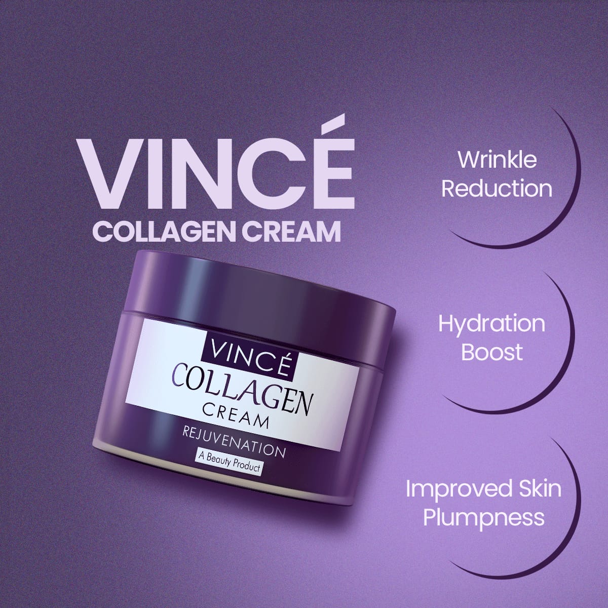 Vincé Collagen Rejuvenation Cream – Anti-Aging, Firming & Plumping Moisturizer for Wrinkles & Fine Lines (50ml)