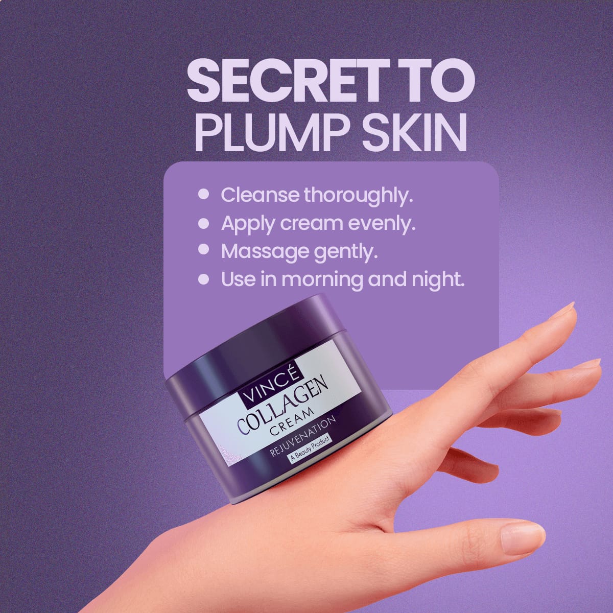 Vincé Collagen Rejuvenation Cream – Anti-Aging, Firming & Plumping Moisturizer for Wrinkles & Fine Lines (50ml)